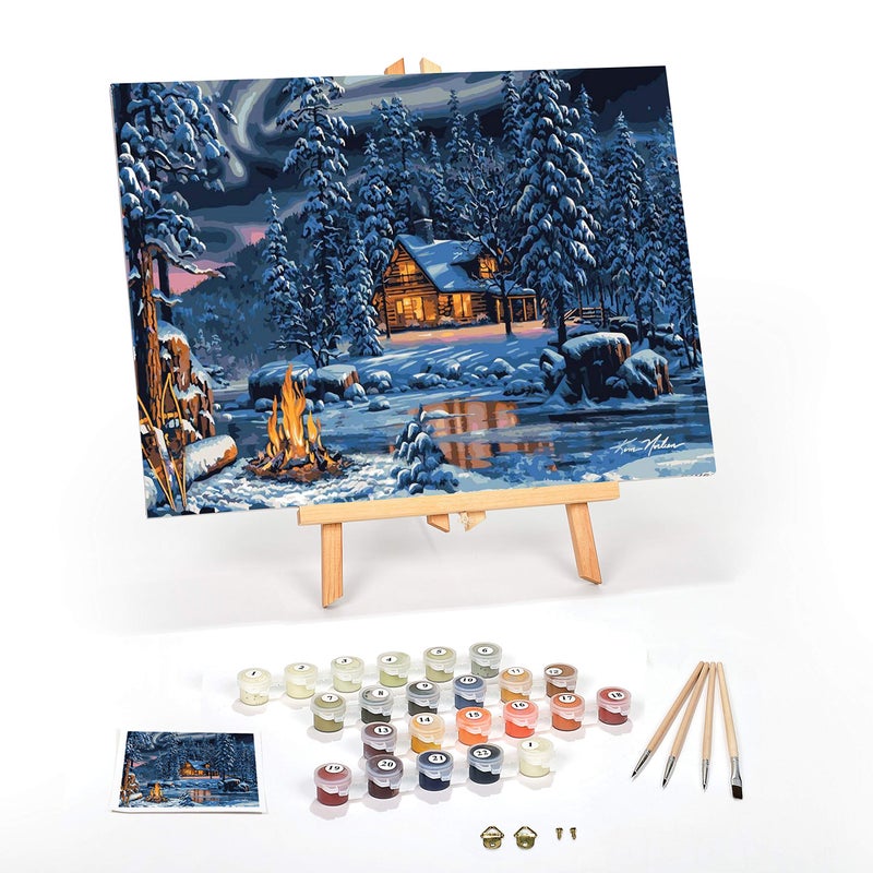 Ledgebay DIY Paint by Numbers Kit for Adults Framed Canvas Beginner to Advanced Paint by Numbers Kit Kits Include Acrylic Paint Set Brushes Tabletop Easel (Aurora Bliss 12" x 16" Framed) - Image 1